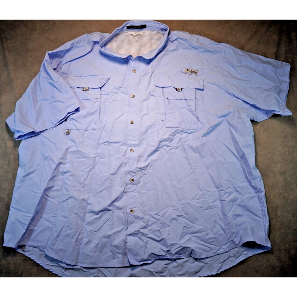 Columbia Shirt Mens 5X PFG Bahama Vented Fishing Omni Shade‎ Button Up Blue